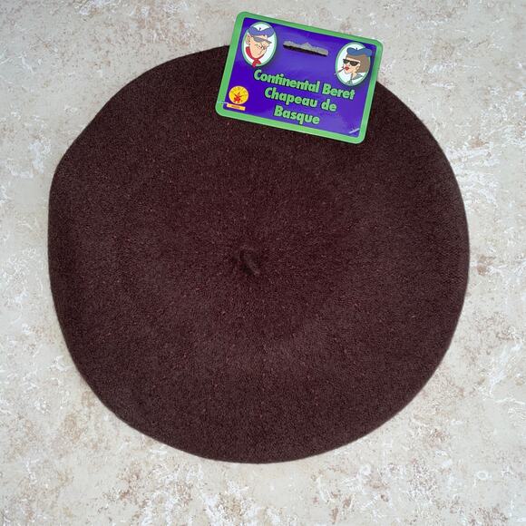 ADULT FRENCH BROWN BERET HAT ARTIST HIPSTER HALLOWEEN COSTUME ACCESSORY RU49220 - Picture 2 of 3